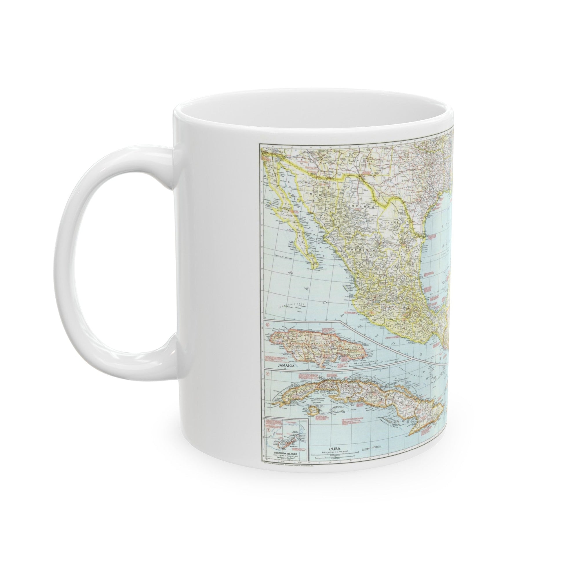 Central America & West Indies (1939) (Map) White Coffee Mug-The Sticker Space