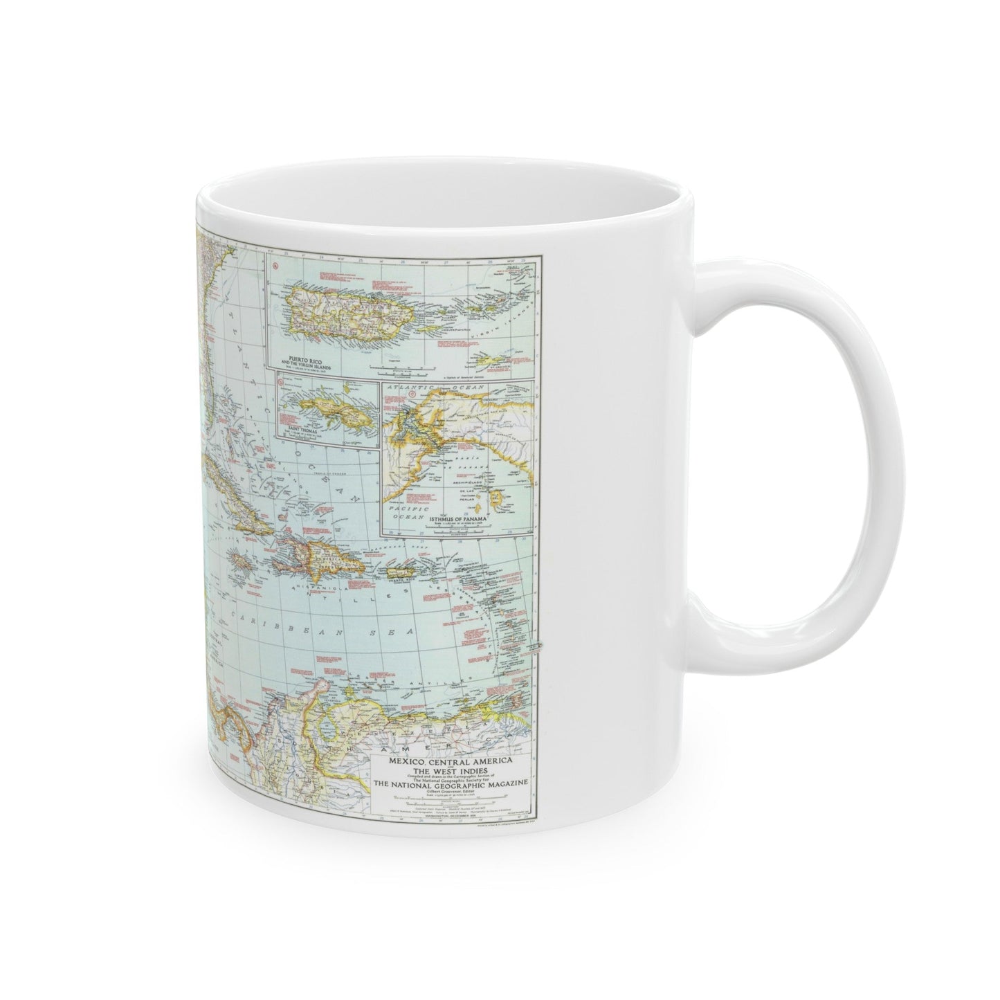 Central America & West Indies (1939) (Map) White Coffee Mug-The Sticker Space