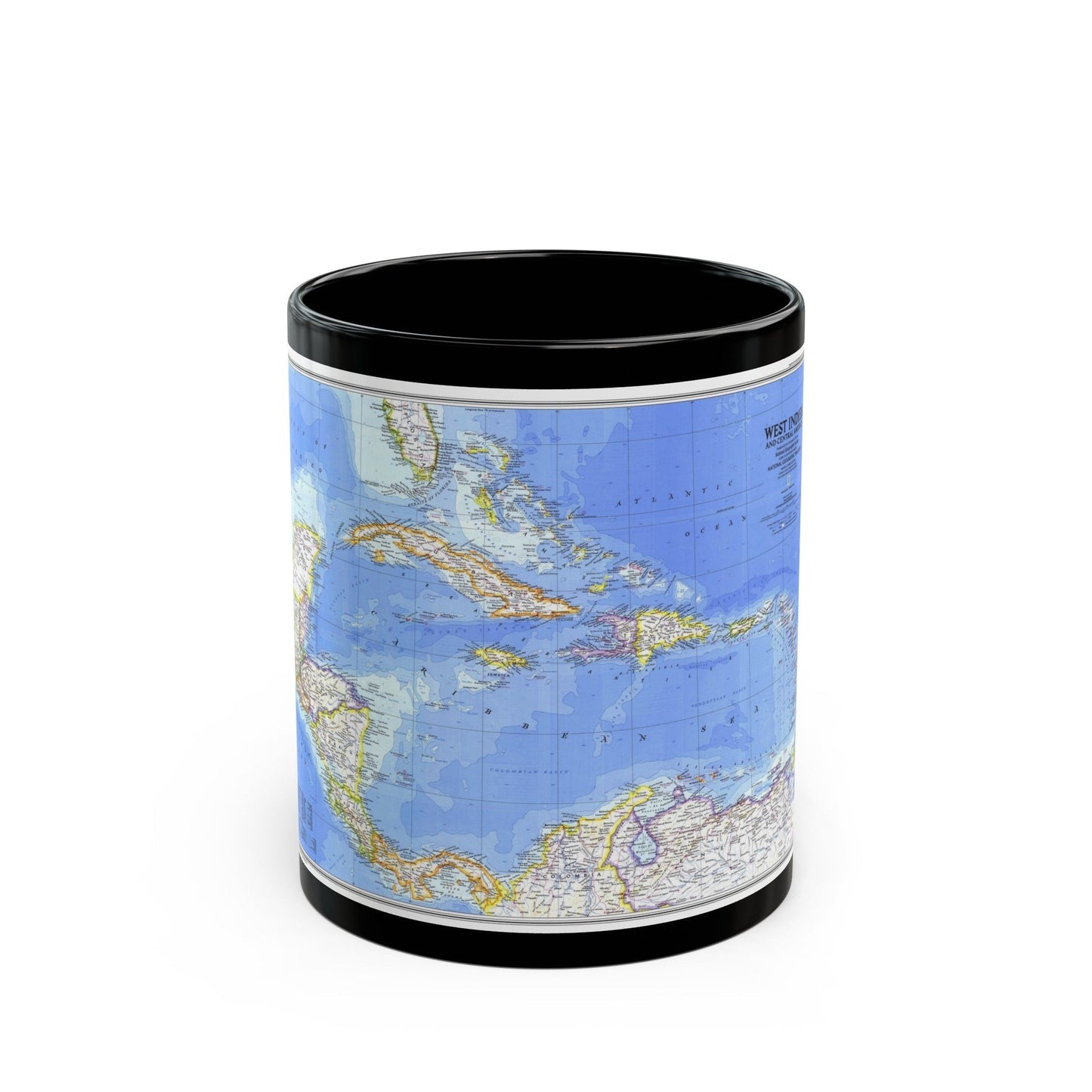 Central America & West Indies(1981) (Map) Black Coffee Mug-11oz-The Sticker Space