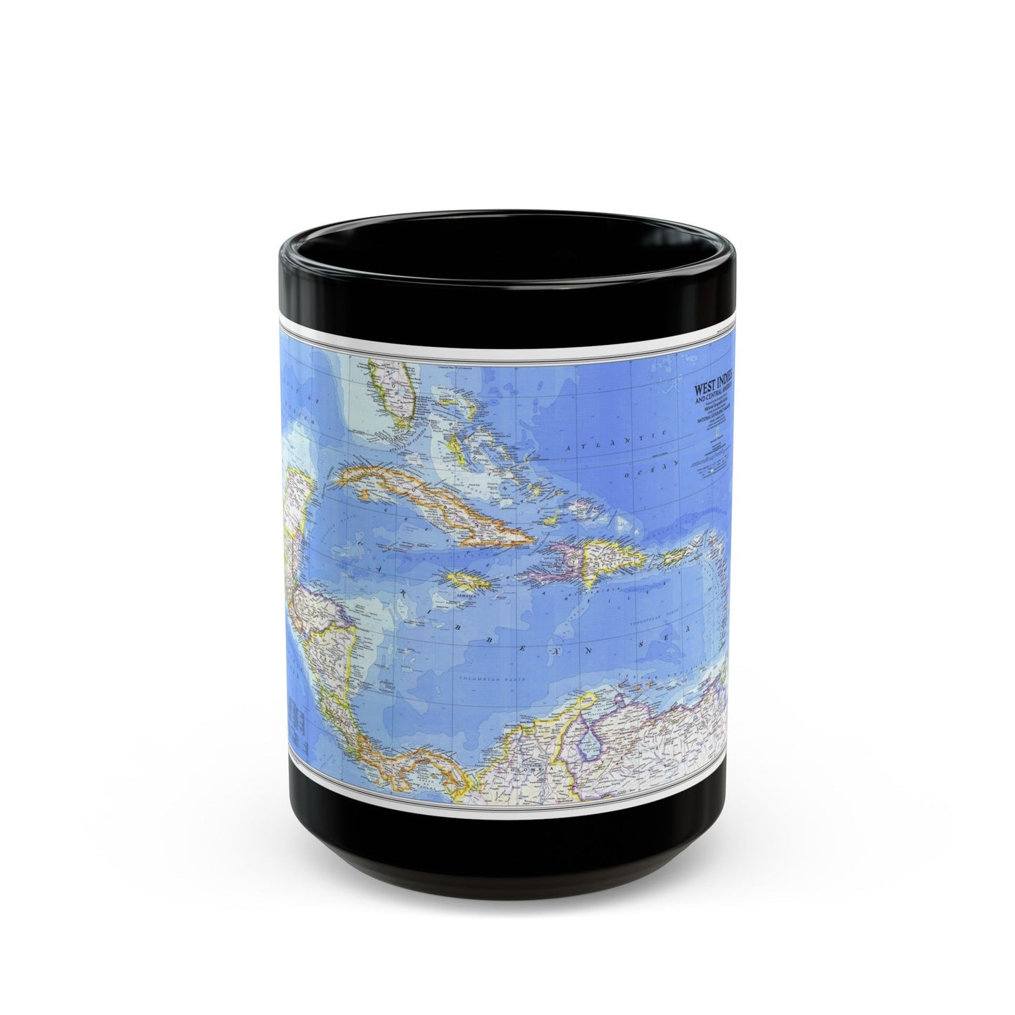 Central America & West Indies(1981) (Map) Black Coffee Mug-15oz-The Sticker Space