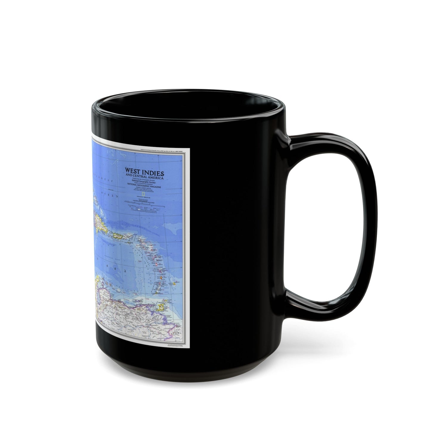 Central America & West Indies(1981) (Map) Black Coffee Mug-The Sticker Space