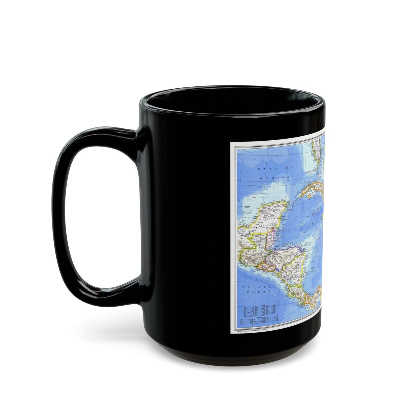 Central America & West Indies(1981) (Map) Black Coffee Mug-The Sticker Space