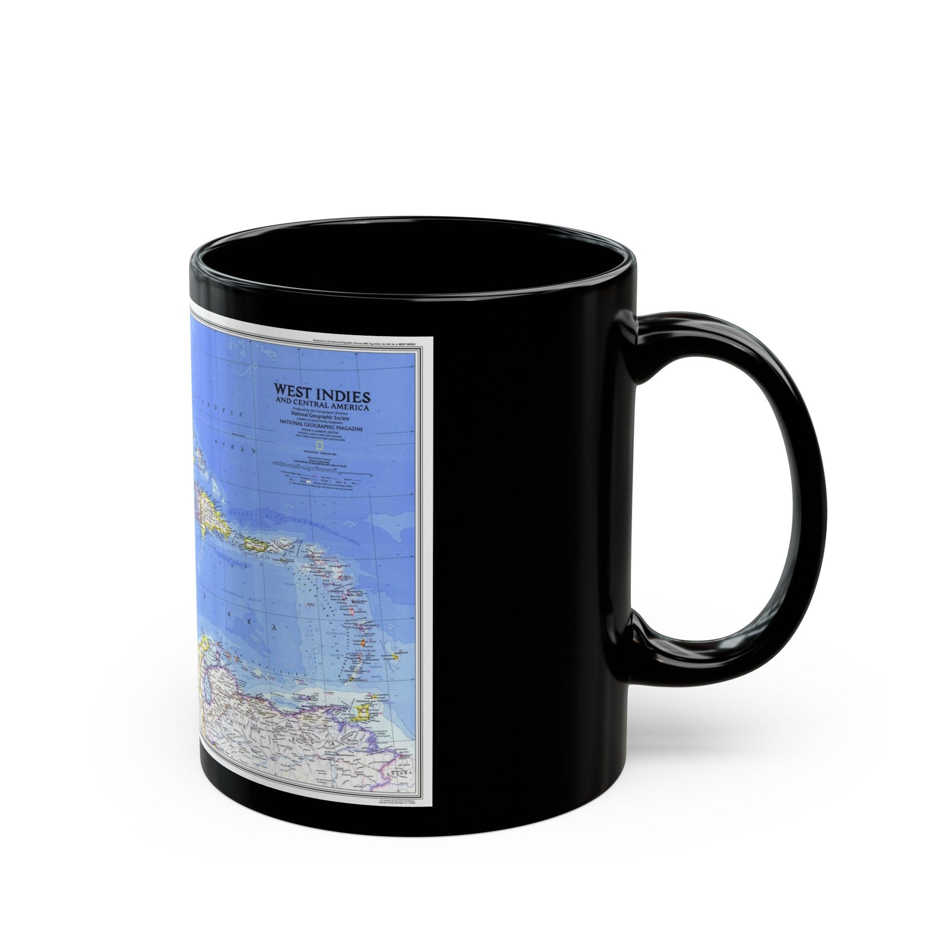 Central America & West Indies(1981) (Map) Black Coffee Mug-The Sticker Space