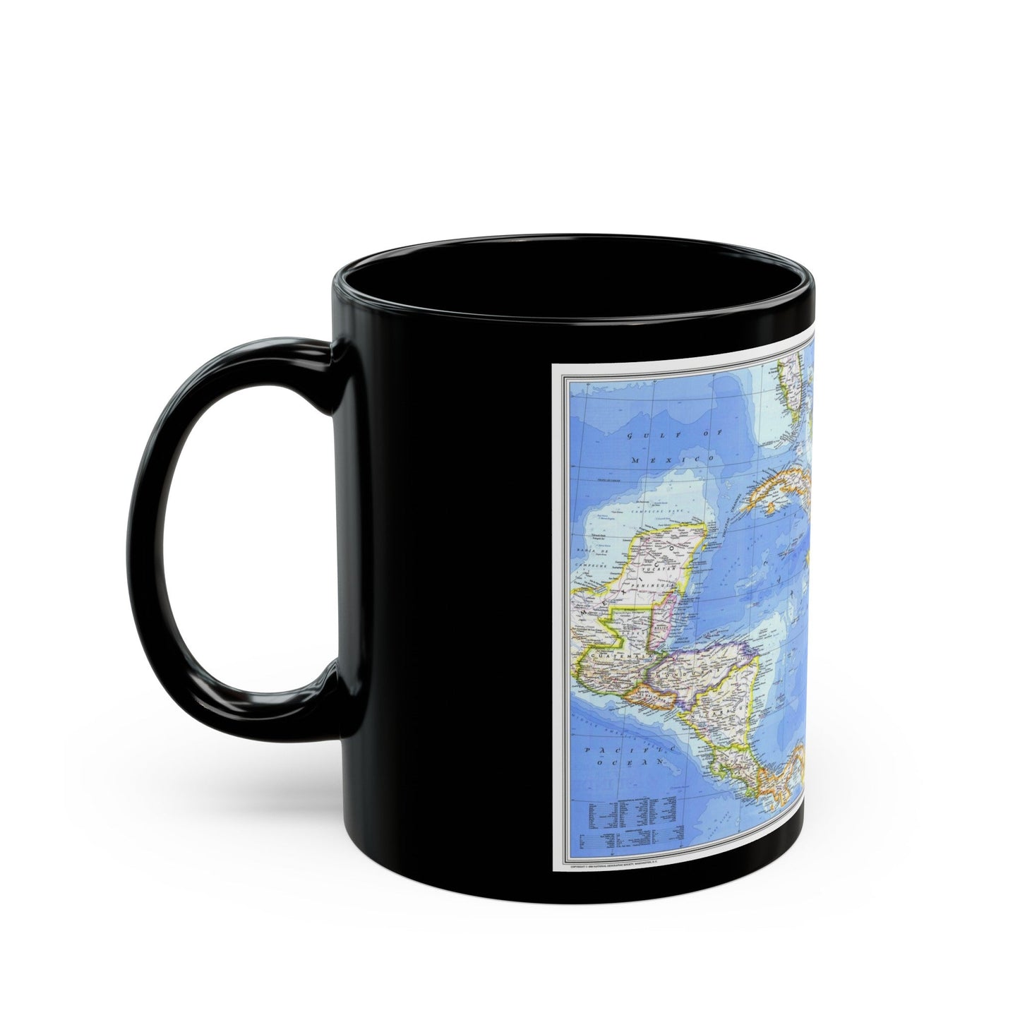 Central America & West Indies(1981) (Map) Black Coffee Mug-The Sticker Space