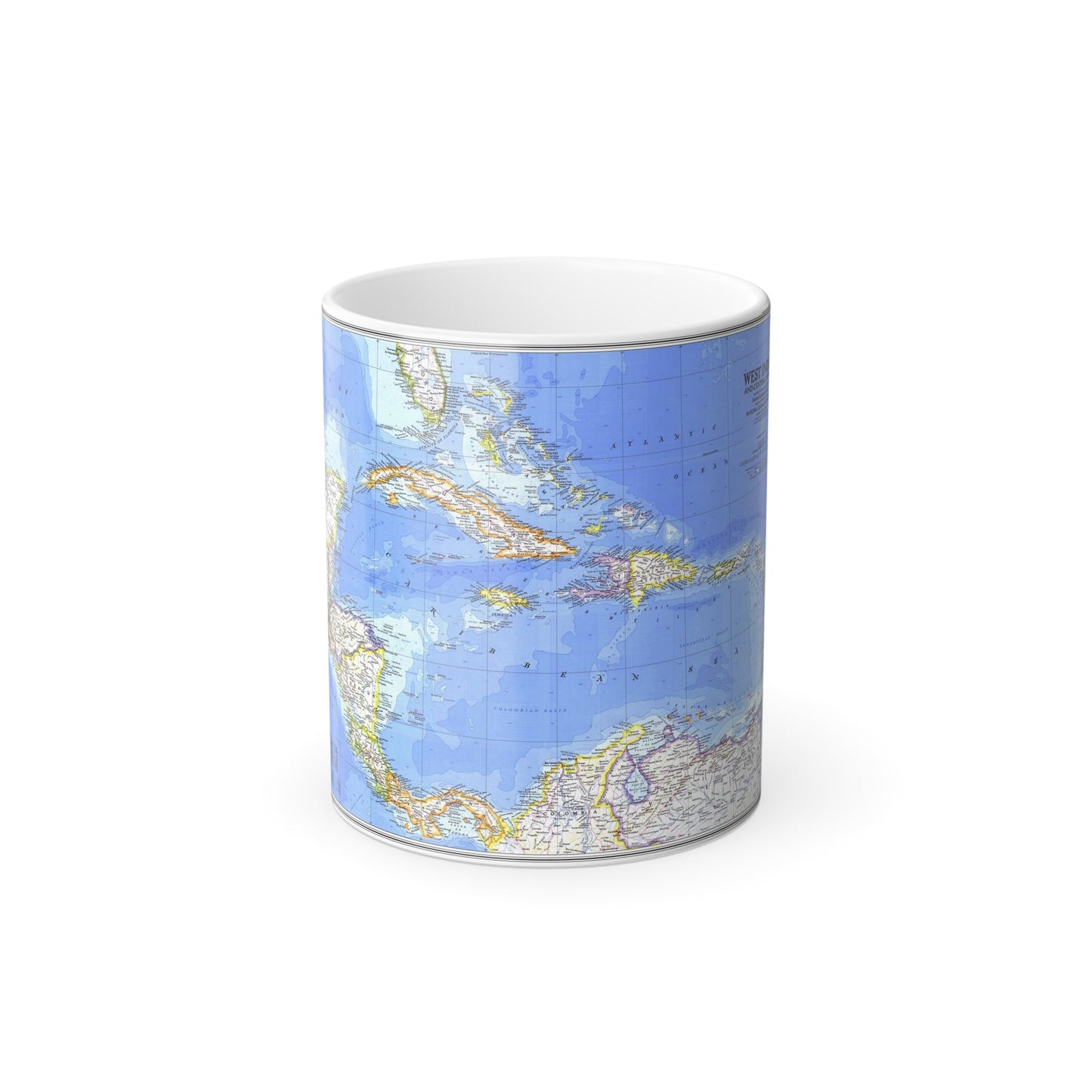 Central America & West Indies(1981) (Map) Color Changing Mug 11oz-11oz-The Sticker Space