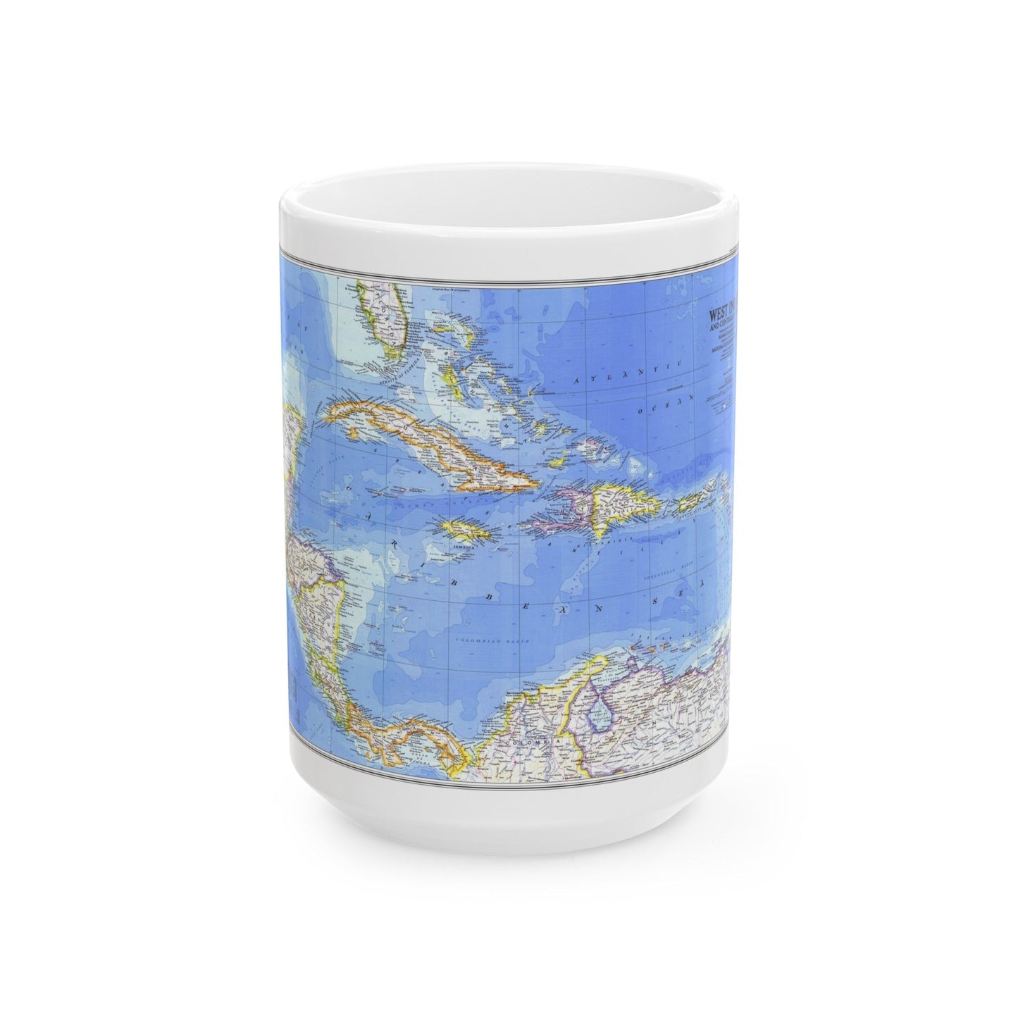 Central America & West Indies(1981) (Map) White Coffee Mug-15oz-The Sticker Space