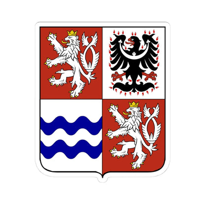 Central Bohemian Region CoA CZ (Czech Republic) (Coat of Arms) STICKER Vinyl Kiss-Cut Decal 4 Inch White - The Sticker Space