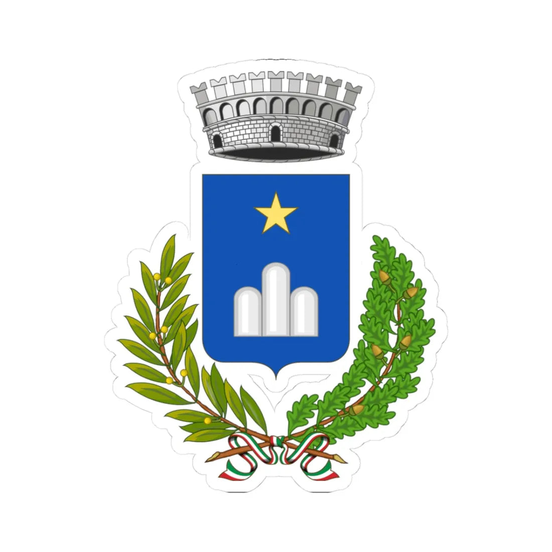 Ceppaloni-Stemma (Italy) (Coat of Arms) STICKER Vinyl Kiss-Cut Decal 3 Inch White - The Sticker Space