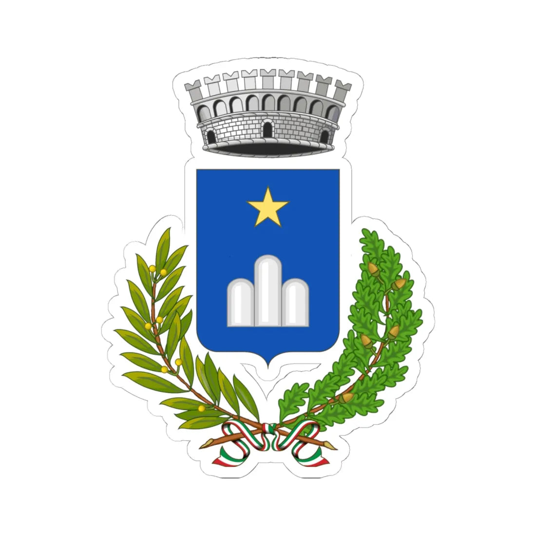 Ceppaloni-Stemma (Italy) (Coat of Arms) STICKER Vinyl Kiss-Cut Decal 6 Inch White - The Sticker Space