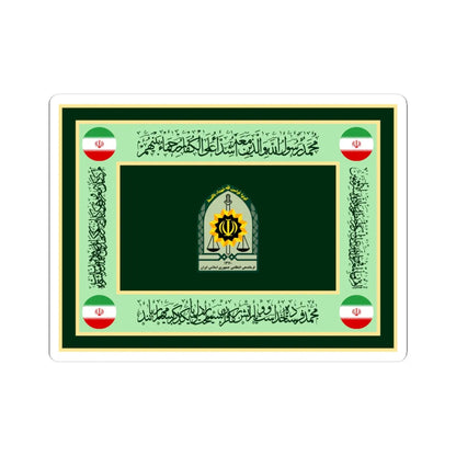 Ceremonial flag of the Law Enforcement Force of the Islamic Republic of Iran (Iran) STICKER Vinyl Kiss-Cut Decal 4 Inch White - The Sticker Space