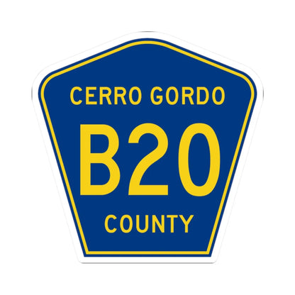 Cerro Gordo County Route B20 IA (Iowa) (Road Sign) STICKER Vinyl Kiss-Cut Decal 2 Inch White - The Sticker Space