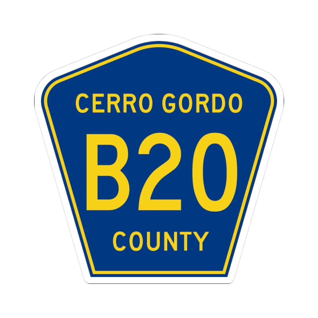 Cerro Gordo County Route B20 IA (Iowa) (Road Sign) STICKER Vinyl Kiss-Cut Decal 3 Inch White - The Sticker Space