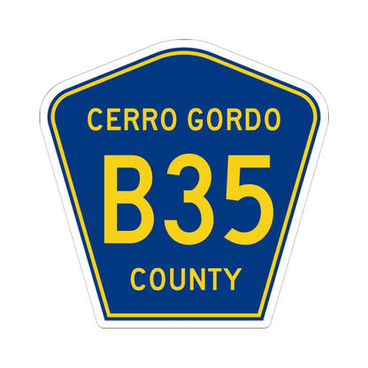 Cerro Gordo County Route B35 IA (Iowa) (Road Sign) STICKER Vinyl Kiss-Cut Decal 6 Inch White - The Sticker Space