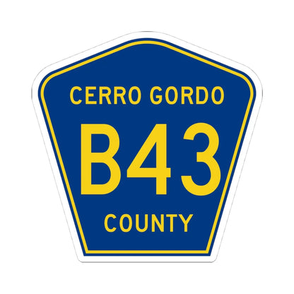 Cerro Gordo County Route B43 IA (Iowa) (Road Sign) STICKER Vinyl Kiss-Cut Decal 4 Inch White - The Sticker Space