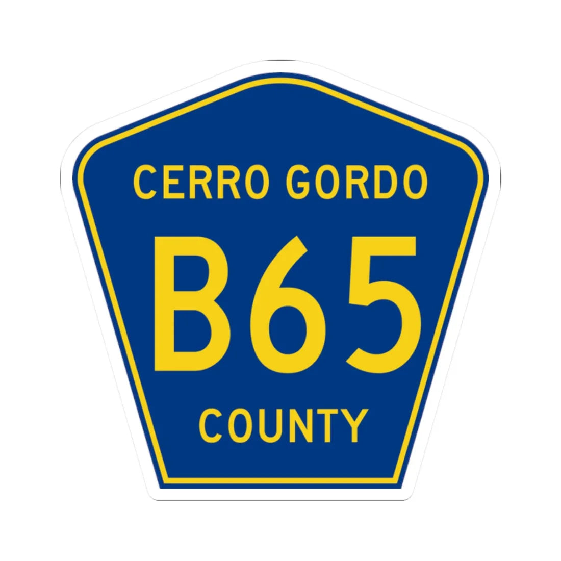 Cerro Gordo County Route B65 IA (Iowa) (Road Sign) STICKER Vinyl Kiss-Cut Decal 2 Inch White - The Sticker Space