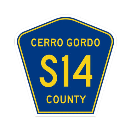 Cerro Gordo County Route S14 IA (Iowa) (Road Sign) STICKER Vinyl Kiss-Cut Decal 2 Inch White - The Sticker Space