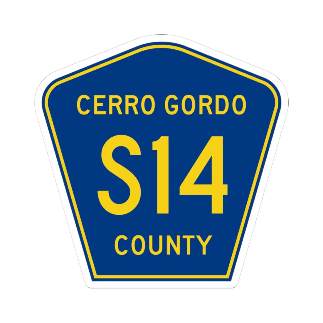 Cerro Gordo County Route S14 IA (Iowa) (Road Sign) STICKER Vinyl Kiss-Cut Decal 3 Inch White - The Sticker Space