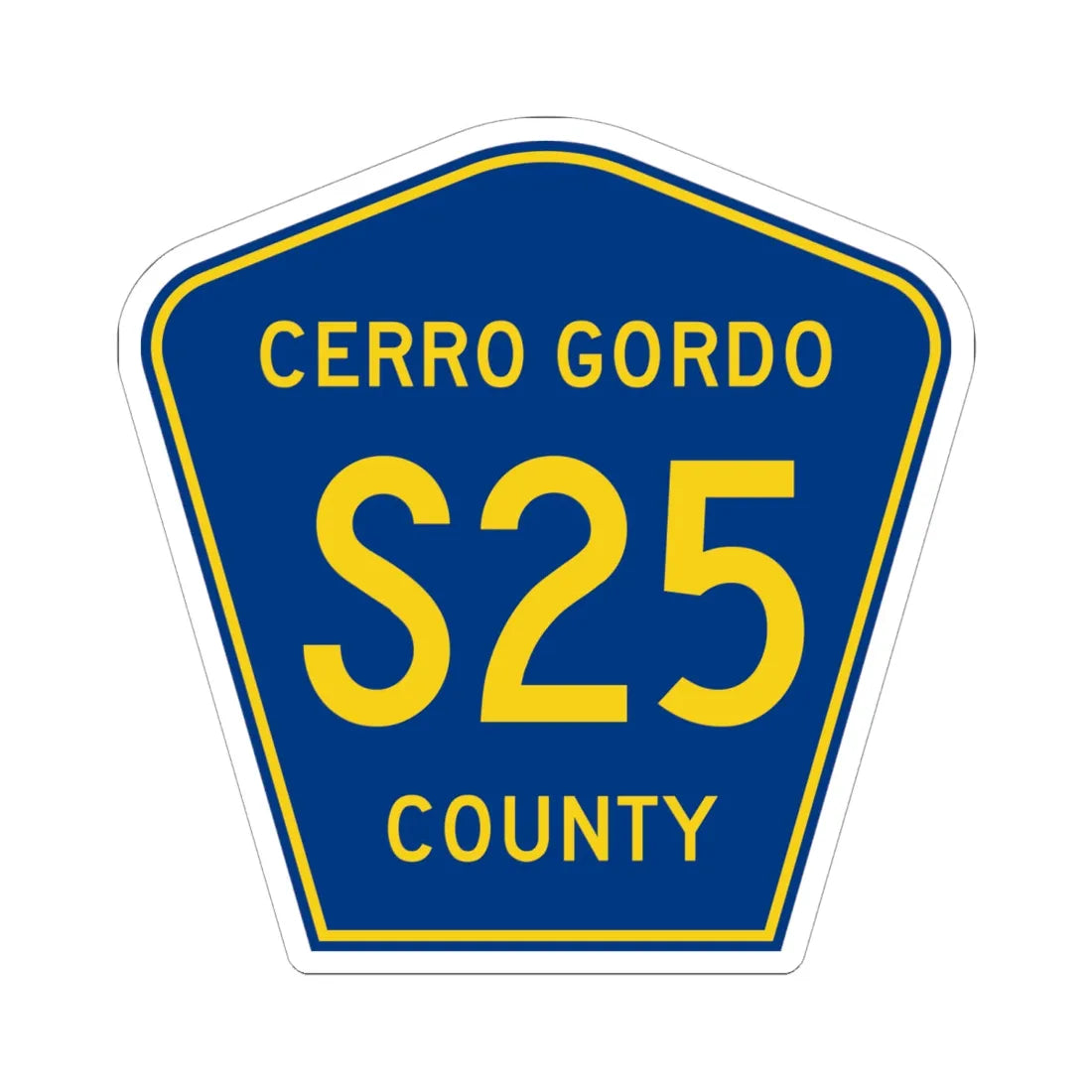 Cerro Gordo County Route S25 IA (Iowa) (Road Sign) STICKER Vinyl Kiss-Cut Decal 6 Inch White - The Sticker Space