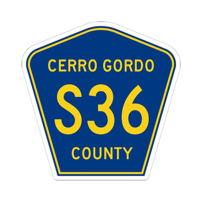 Cerro Gordo County Route S36 IA (Iowa) (Road Sign) STICKER Vinyl Kiss-Cut Decal 6 Inch White - The Sticker Space