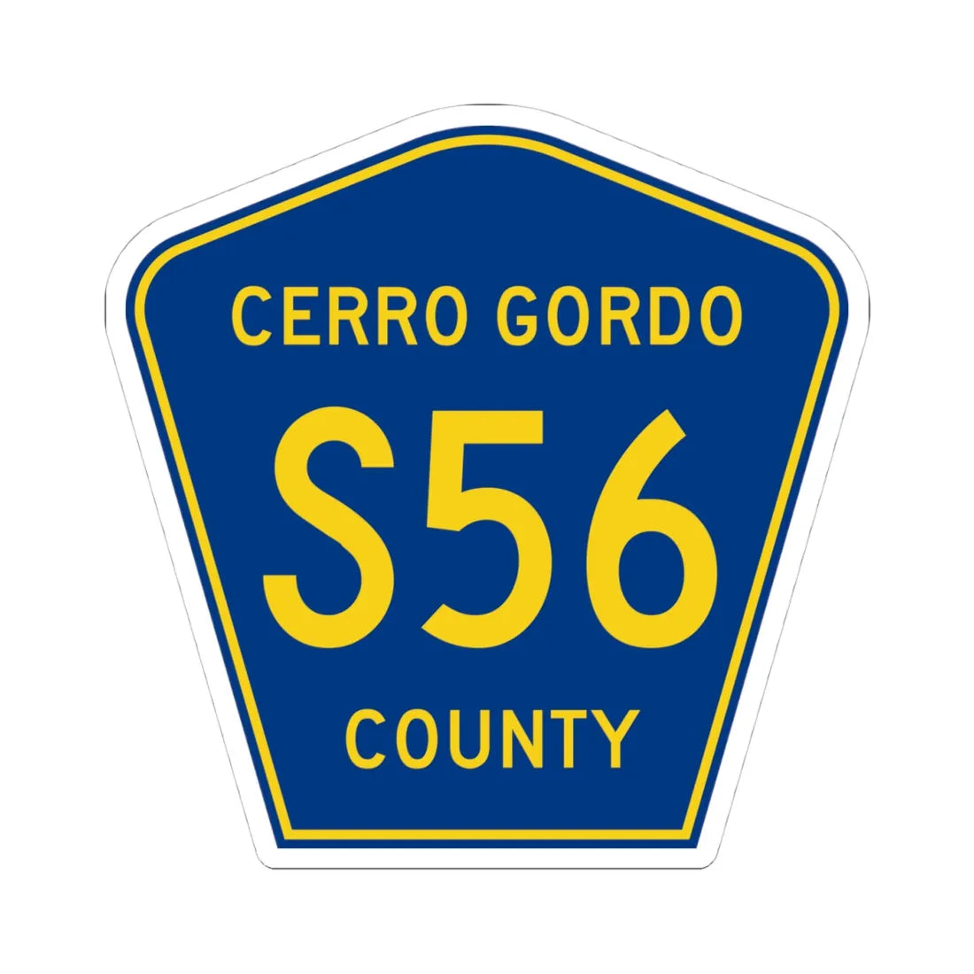 Cerro Gordo County Route S56 IA (Iowa) (Road Sign) STICKER Vinyl Kiss-Cut Decal 4 Inch White - The Sticker Space
