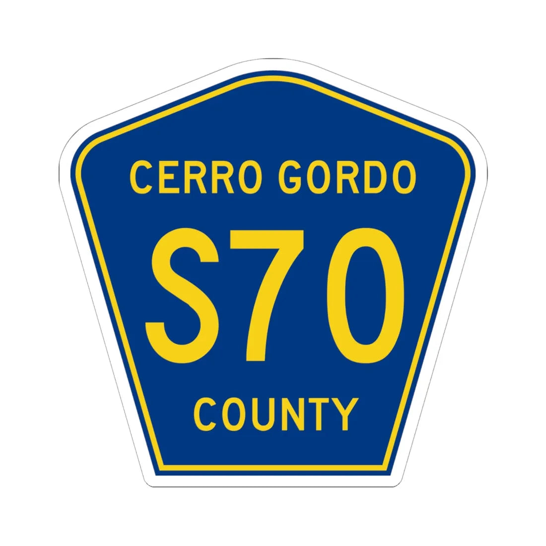 Cerro Gordo County Route S70 IA (Iowa) (Road Sign) STICKER Vinyl Kiss-Cut Decal 6 Inch White - The Sticker Space