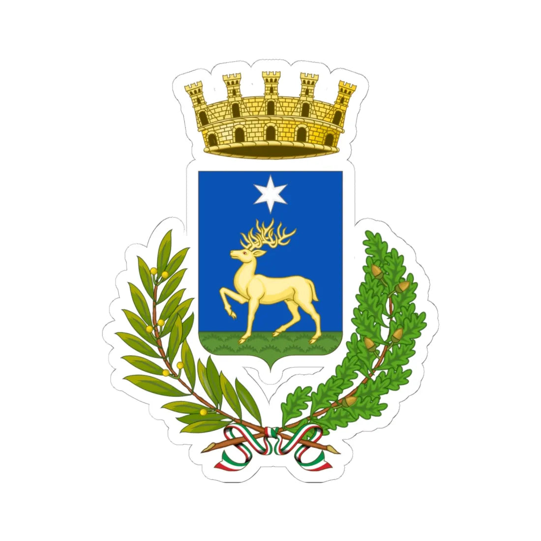 Cervaro-Stemma (Italy) (Coat of Arms) STICKER Vinyl Kiss-Cut Decal 6 Inch White - The Sticker Space