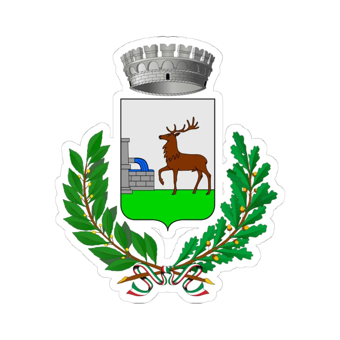 Cervasca-Stemma (Italy) (Coat of Arms) STICKER Vinyl Kiss-Cut Decal 4 Inch White - The Sticker Space