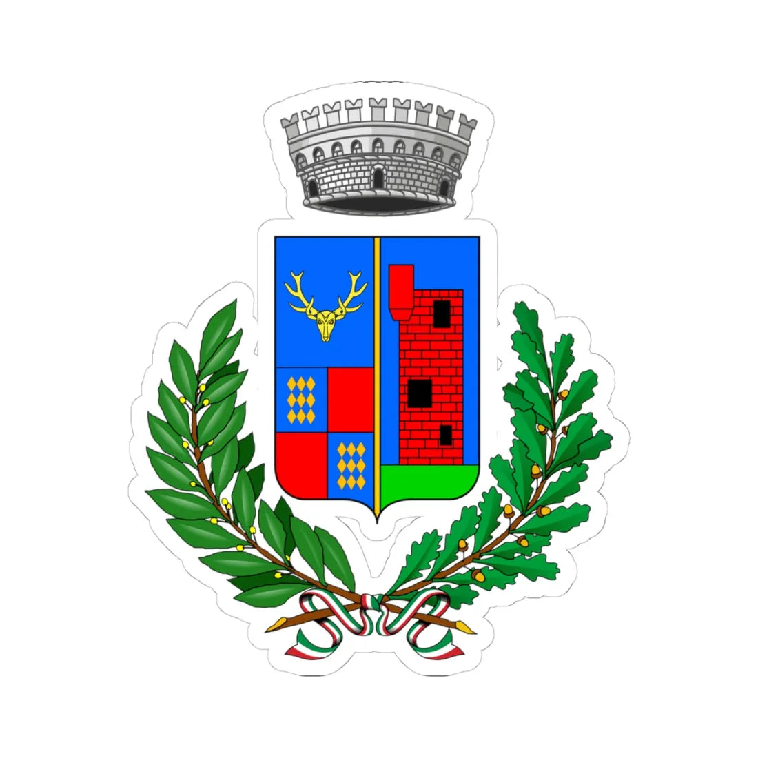 Cervere-Stemma (Italy) (Coat of Arms) STICKER Vinyl Kiss-Cut Decal 4 Inch White - The Sticker Space