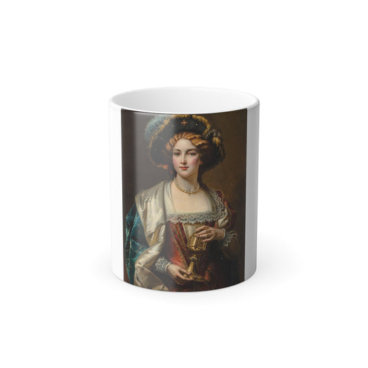 Cesare Auguste Detti (1847-1914) Portrait of a Noblewoman - Oil on Canvas - Color Changing Mug 11oz-11oz-The Sticker Space