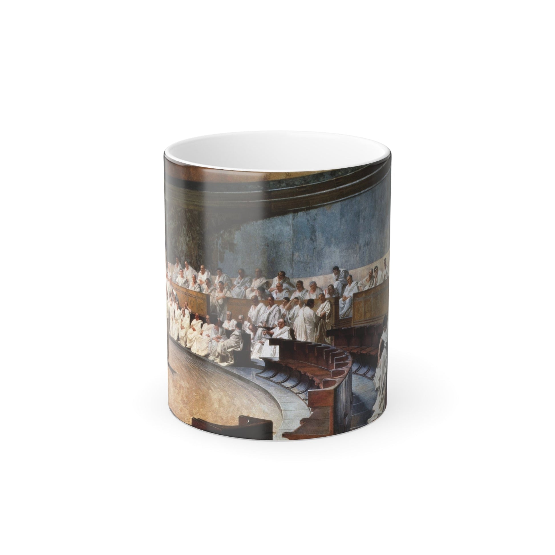 Cesare Maccari (1840-1919) Cicero Denounces Catiline - Fresco 1889 - Color Changing Mug 11oz-11oz-The Sticker Space