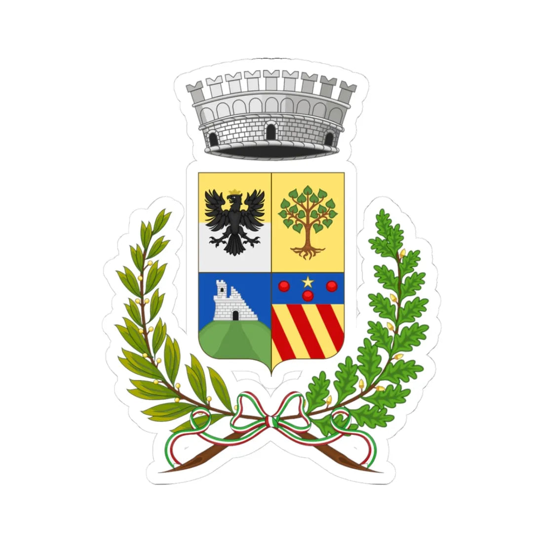 Cesio Italia-Stemma (Italy) (Coat of Arms) STICKER Vinyl Kiss-Cut Decal 3 Inch White - The Sticker Space