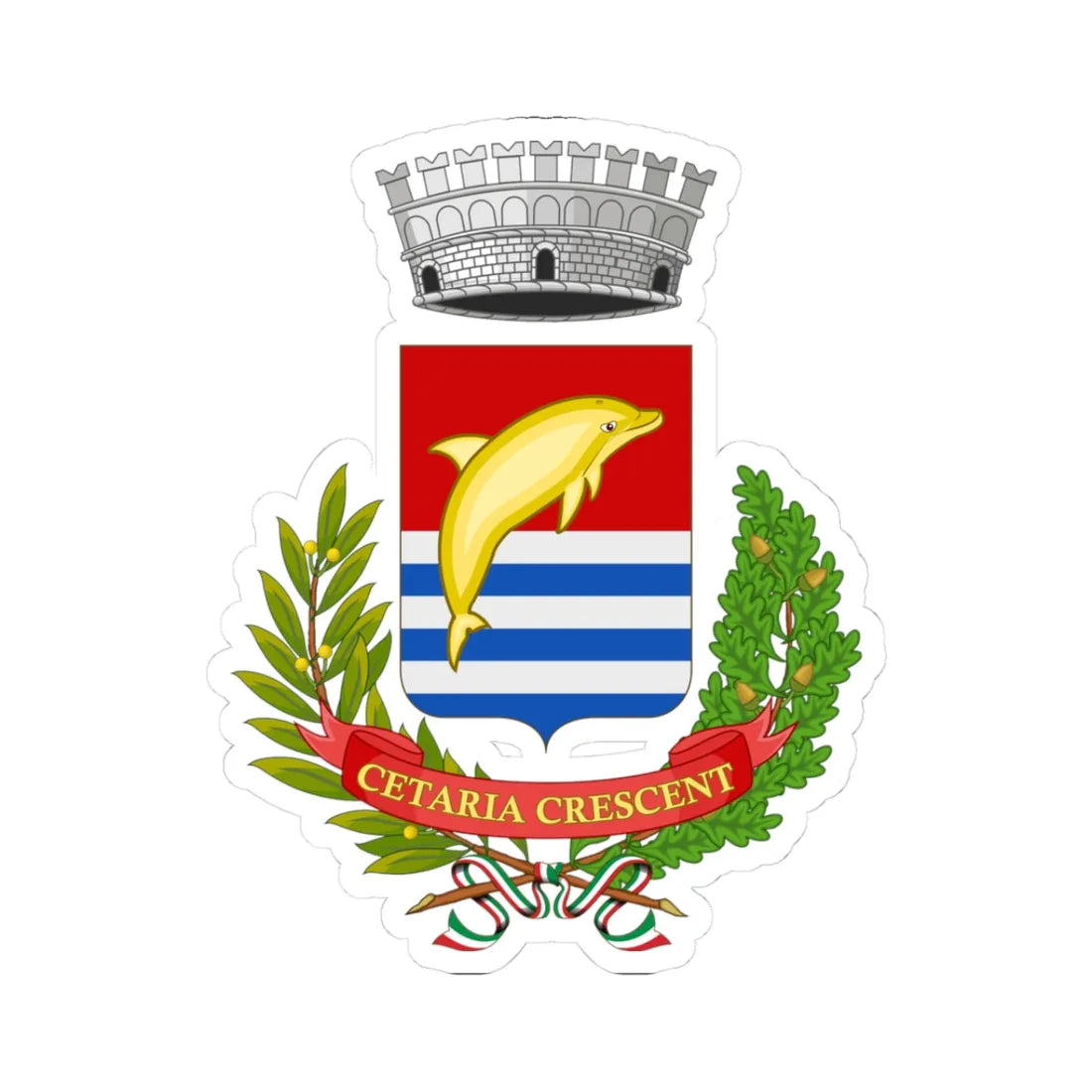 Cetara-Stemma (Italy) (Coat of Arms) STICKER Vinyl Kiss-Cut Decal 3 Inch White - The Sticker Space