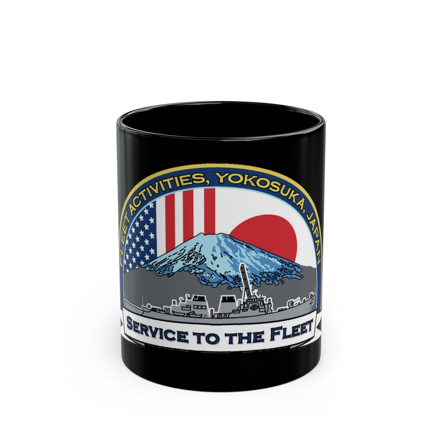 CFAY Fleet Activities Yokosuka Glass (U.S. Navy) Black Coffee Mug-11oz-The Sticker Space