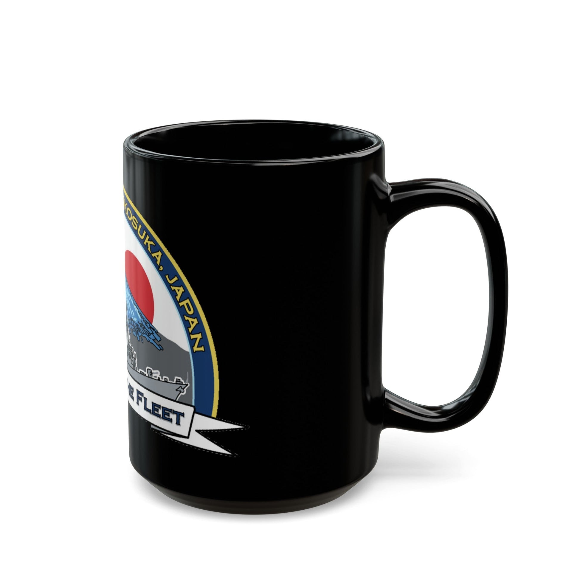 CFAY Fleet Activities Yokosuka Glass (U.S. Navy) Black Coffee Mug-The Sticker Space