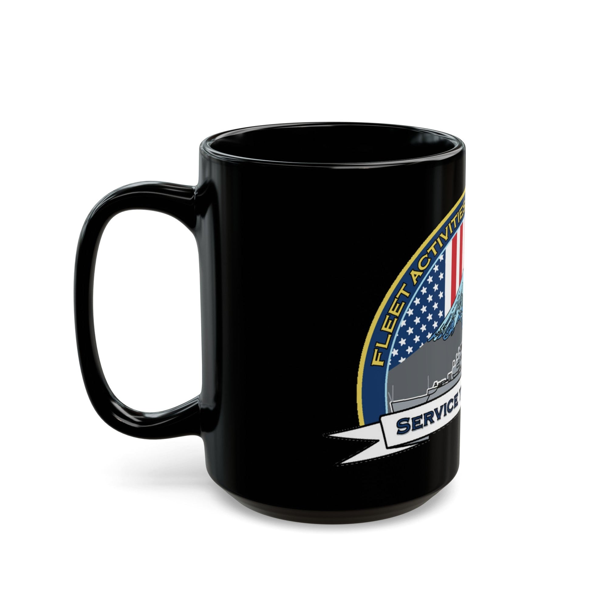 CFAY Fleet Activities Yokosuka Glass (U.S. Navy) Black Coffee Mug-The Sticker Space