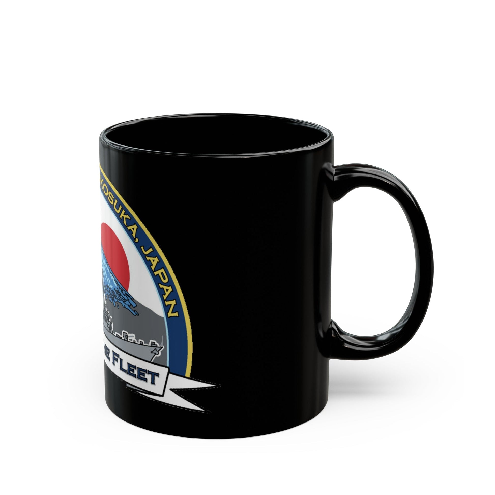 CFAY Fleet Activities Yokosuka Glass (U.S. Navy) Black Coffee Mug-The Sticker Space