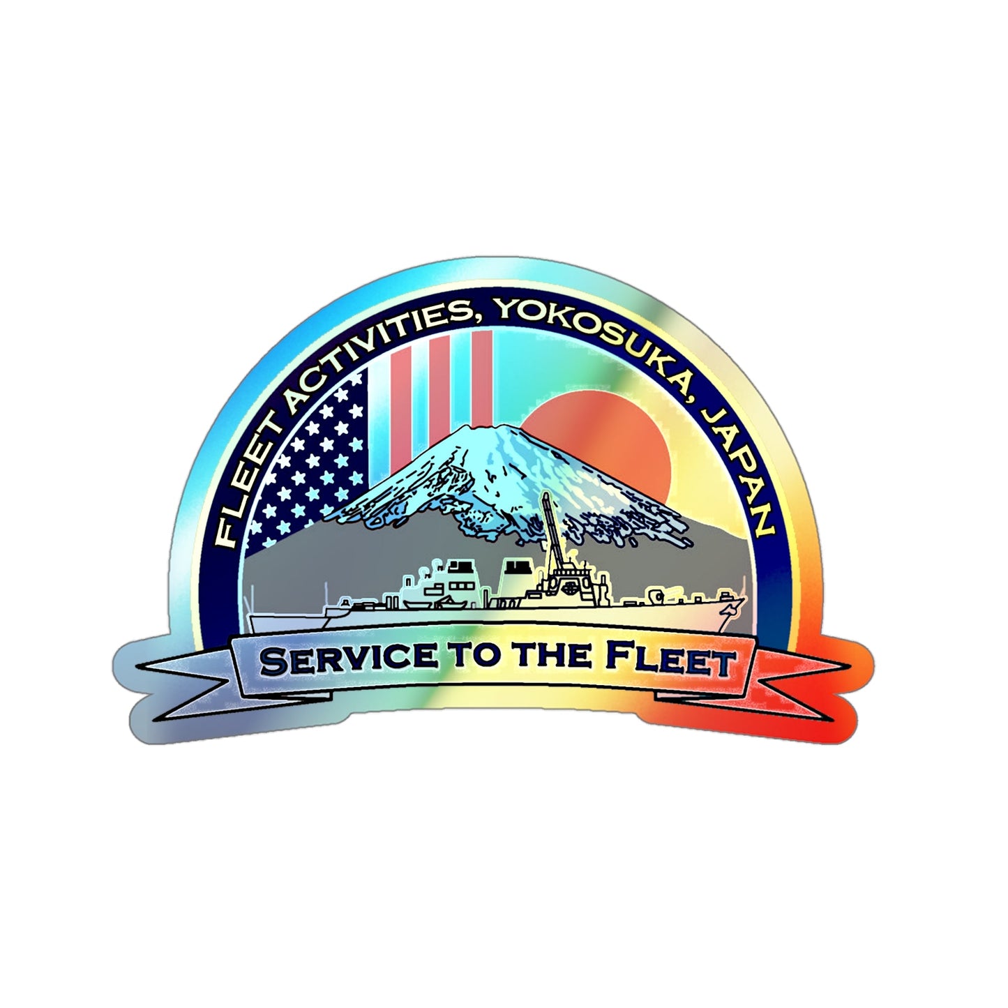 CFAY Fleet Activities Yokosuka Glass (U.S. Navy) Holographic STICKER Die-Cut Vinyl Decal-4 Inch-The Sticker Space