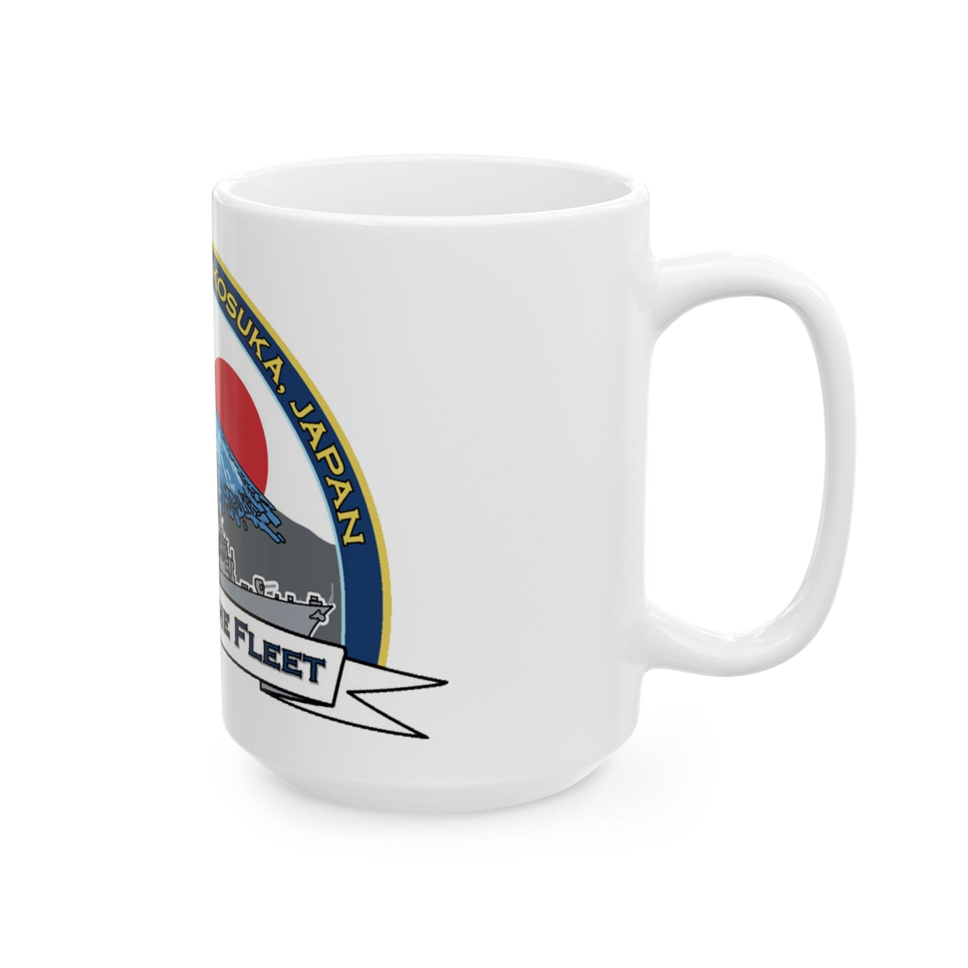 CFAY Fleet Activities Yokosuka Glass (U.S. Navy) White Coffee Mug-The Sticker Space