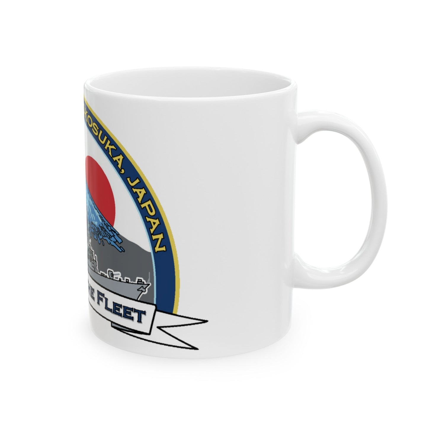 CFAY Fleet Activities Yokosuka Glass (U.S. Navy) White Coffee Mug-The Sticker Space