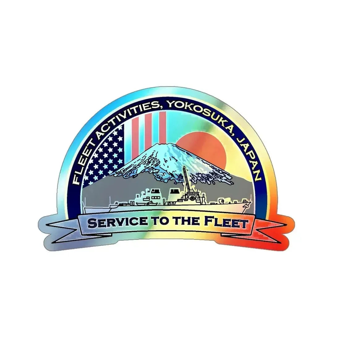 CFAY Fleet Activities Yokosuka Glass (U.S. Navy) Holographic STICKER Die-Cut Vinyl Decal - The Sticker Space