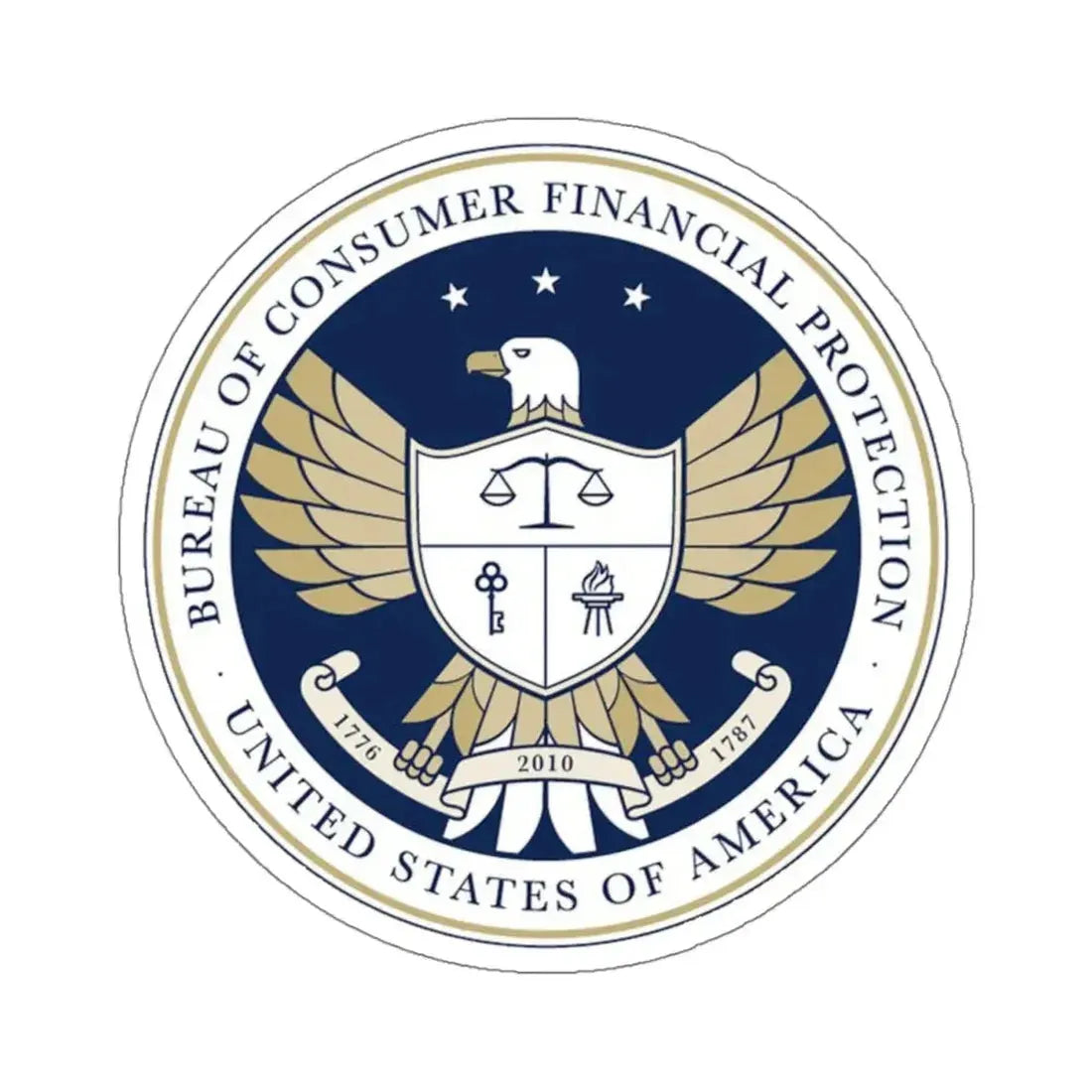 CFPB seal - STICKER Vinyl Kiss-Cut Decal 4 Inch White - The Sticker Space