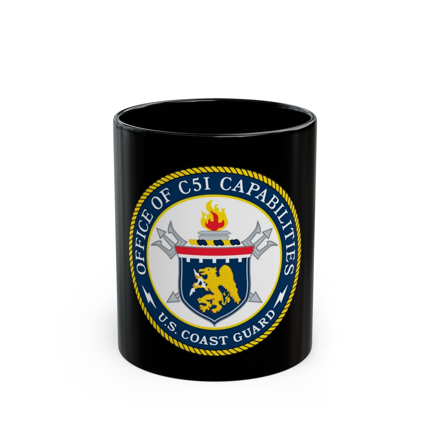 CG 761 Office of C5I Capabilities (U.S. Coast Guard) Black Coffee Mug-11oz-The Sticker Space