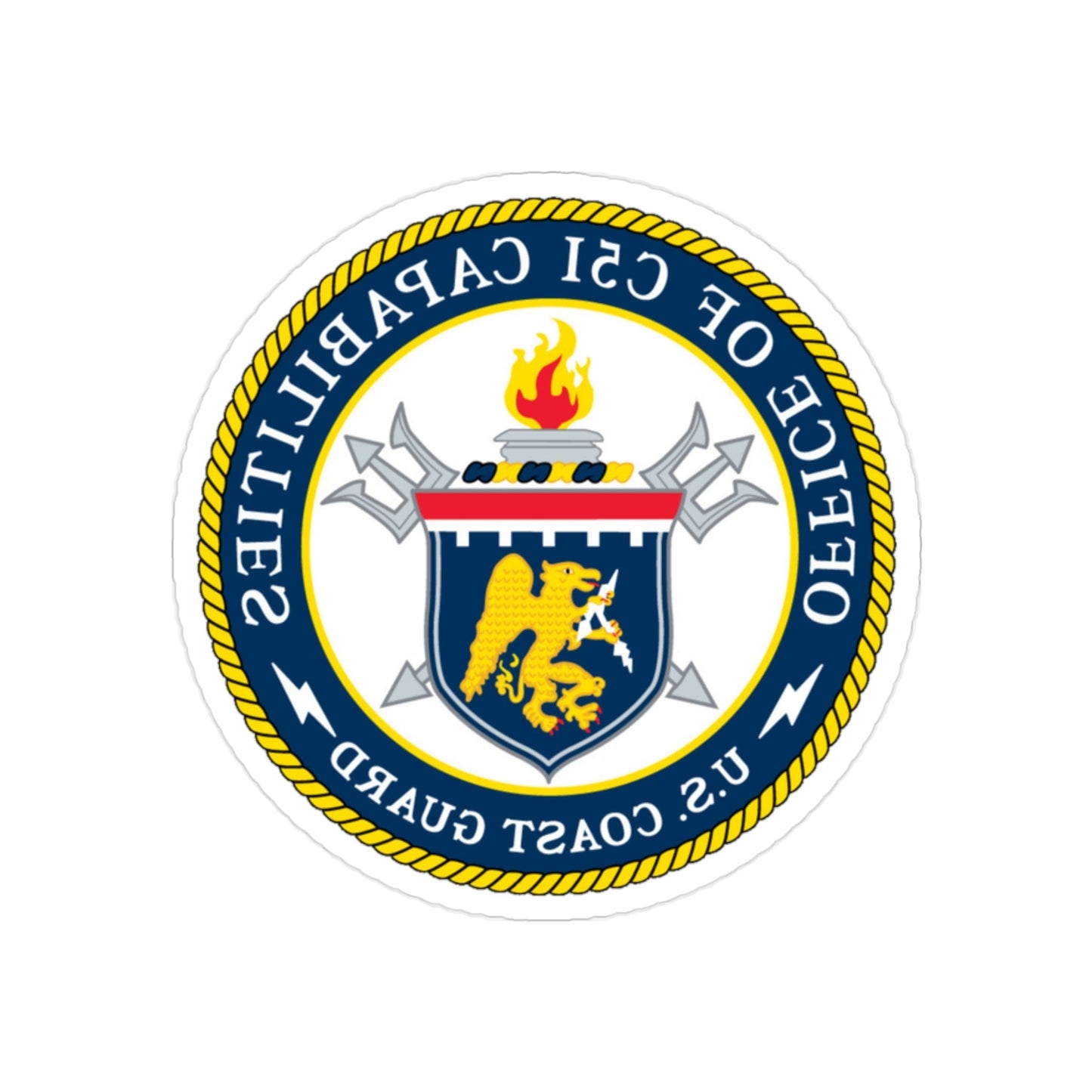 CG 761 Office of C5I Capabilities (U.S. Coast Guard) REVERSE PRINT Transparent STICKER-2" × 2"-The Sticker Space