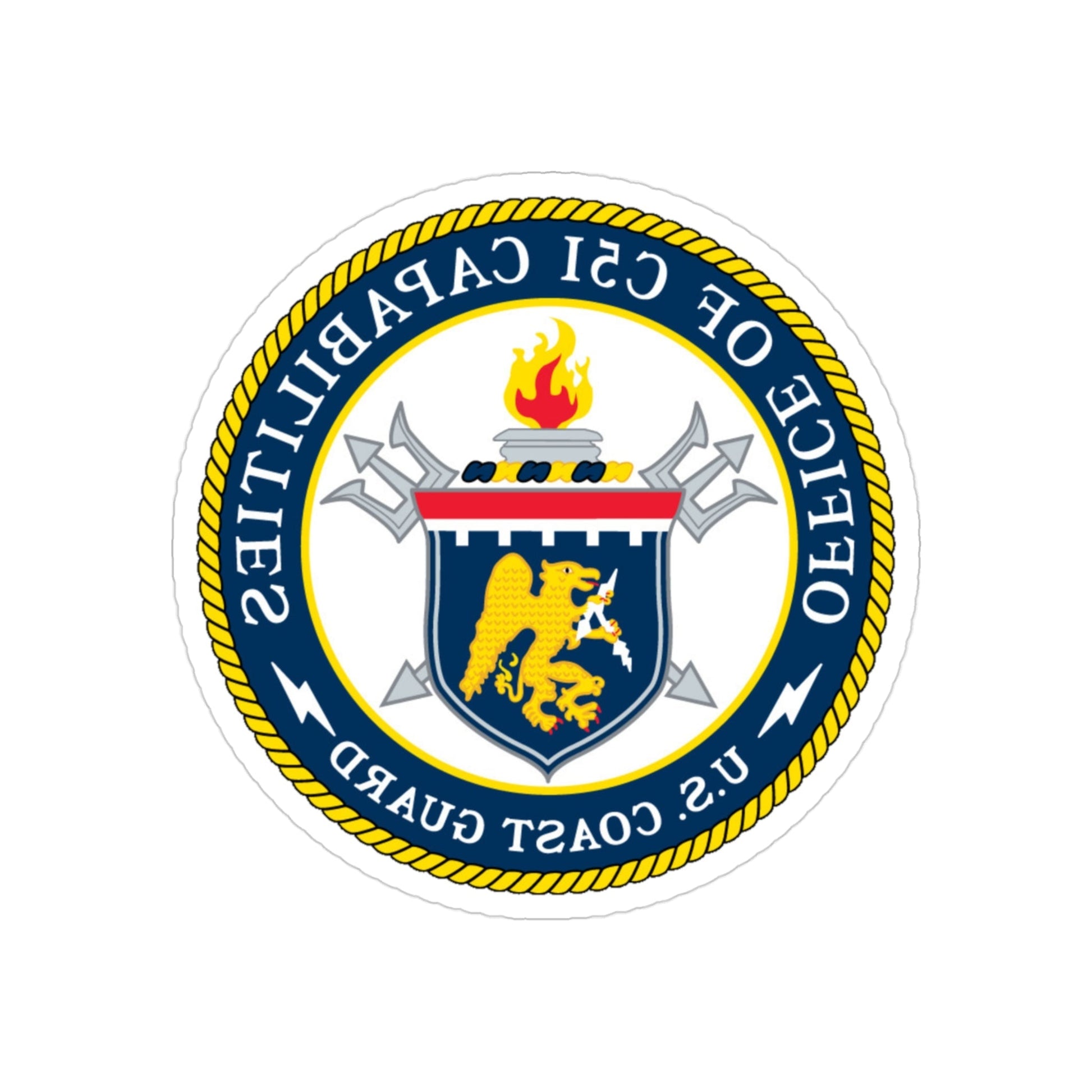 CG 761 Office of C5I Capabilities (U.S. Coast Guard) REVERSE PRINT Transparent STICKER-3" × 3"-The Sticker Space