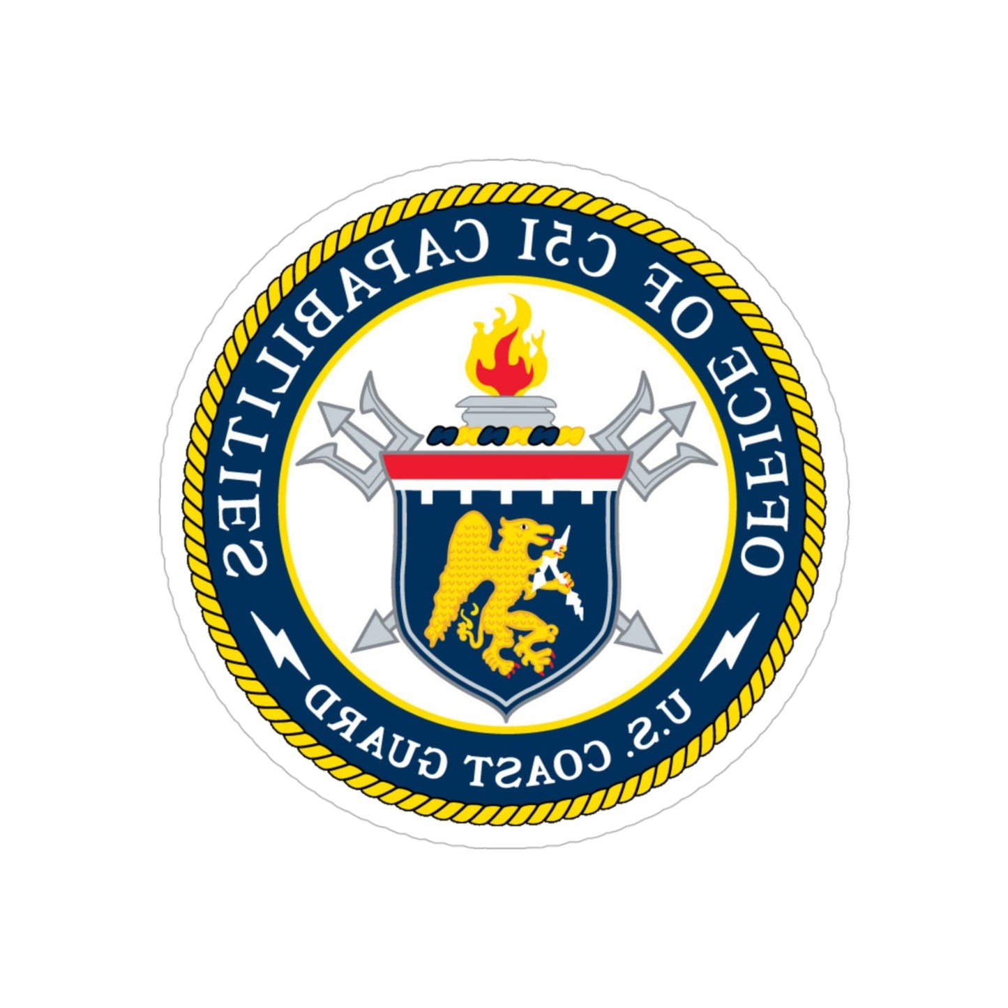 CG 761 Office of C5I Capabilities (U.S. Coast Guard) REVERSE PRINT Transparent STICKER-4" × 4"-The Sticker Space