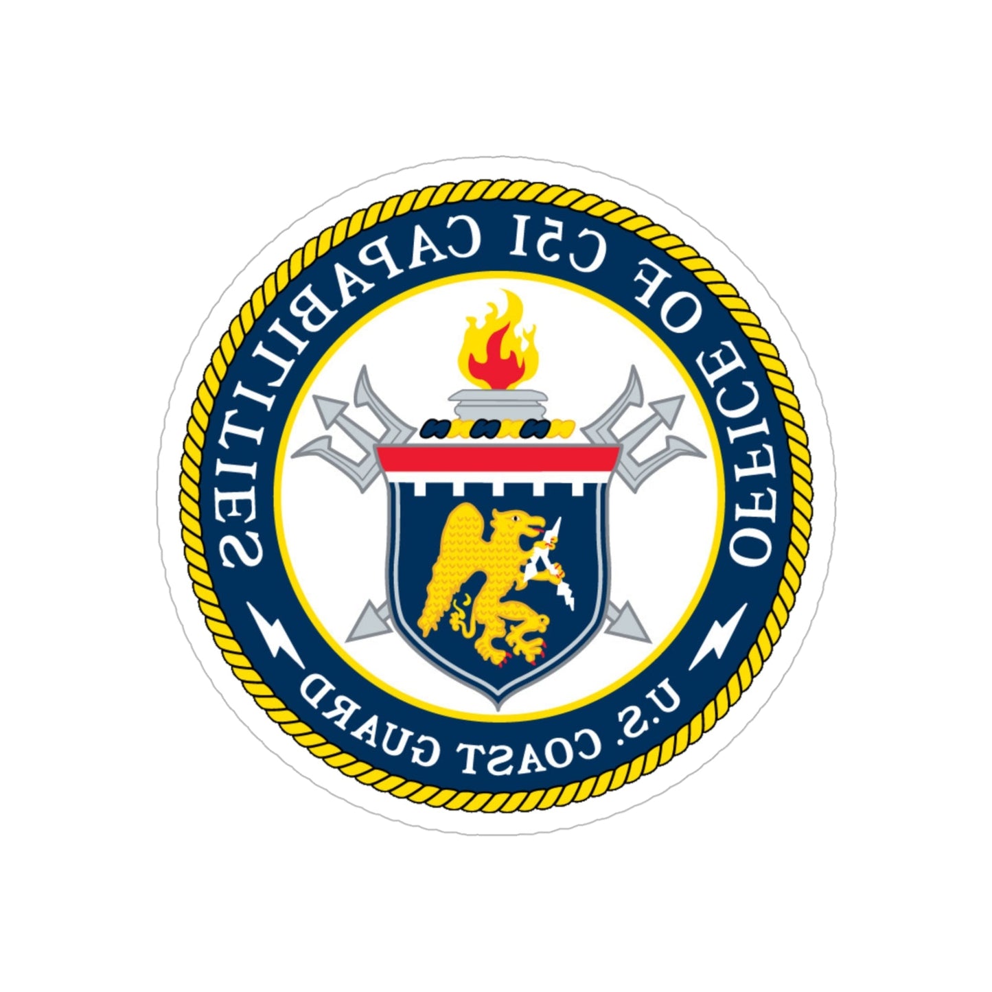 CG 761 Office of C5I Capabilities (U.S. Coast Guard) REVERSE PRINT Transparent STICKER-5" × 5"-The Sticker Space