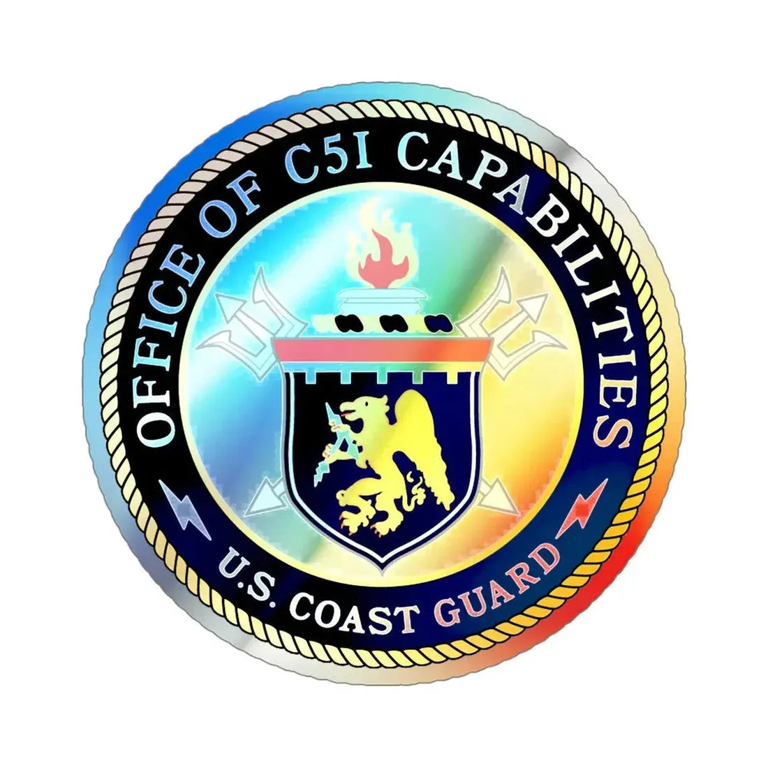 CG 761 Office of C5I Capabilities (U.S. Coast Guard) Holographic STICKER Die-Cut Vinyl Decal 4 Inch Holographic - The Sticker Space