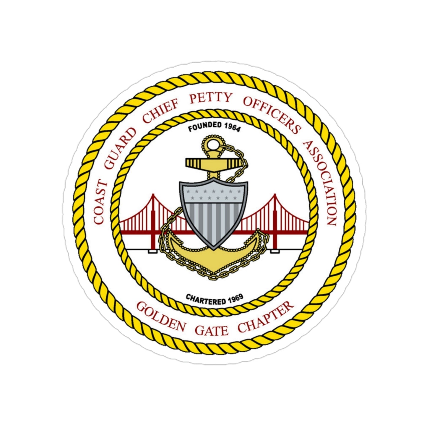 CG CPOA Golden Gate Chapter (U.S. Coast Guard) Transparent STICKER Die-Cut Vinyl Decal-3 Inch-The Sticker Space