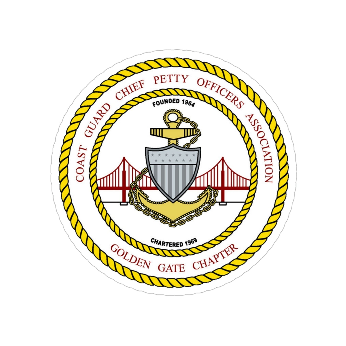 CG CPOA Golden Gate Chapter (U.S. Coast Guard) Transparent STICKER Die-Cut Vinyl Decal-4 Inch-The Sticker Space