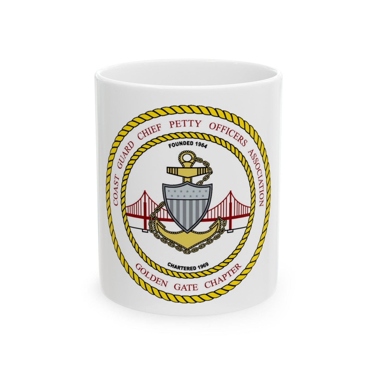 CG CPOA Golden Gate Chapter (U.S. Coast Guard) White Coffee Mug-11oz-The Sticker Space